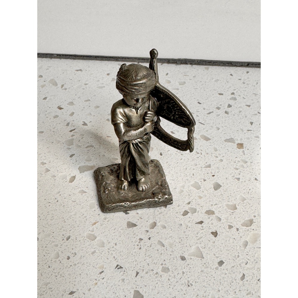 Vintage Selangor Pewter Boy with Kite Figurine Metal Sculpture‎ Decor